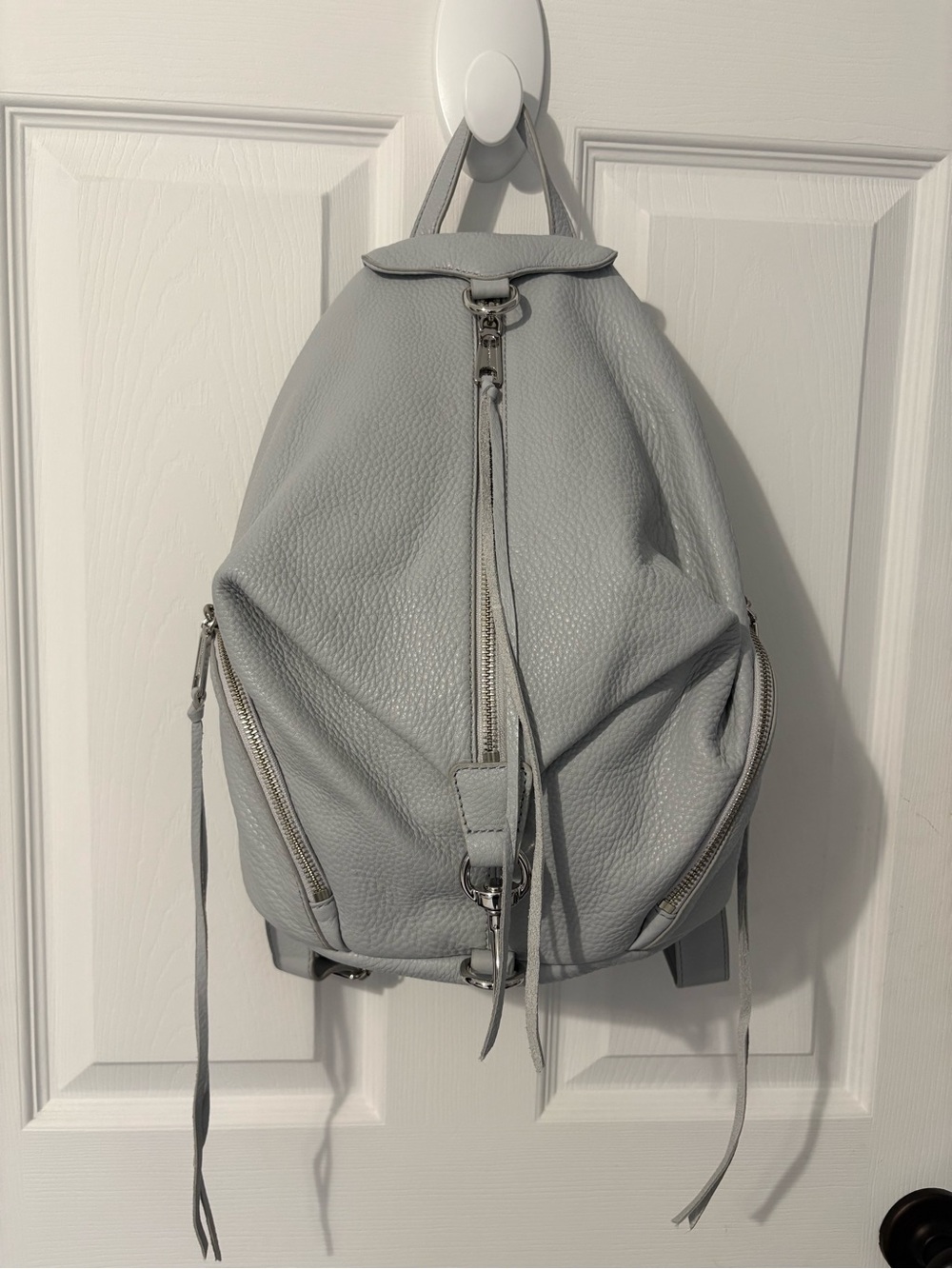 Light Gray Leather Backpack - Women's Everyday Bag